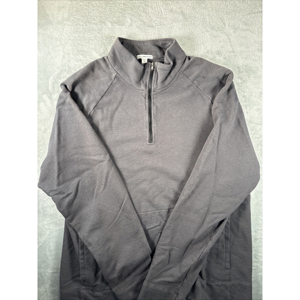 James Perse Sweater Mens Size 4 Gray 1/4 Pullover Sweatshirt Mock Neck